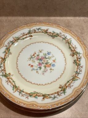 Noritake Olympia Cream Plate with Gold Trim and Pastel Floral Center
